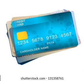 Pile Of Credit Cards Isolated On White Background