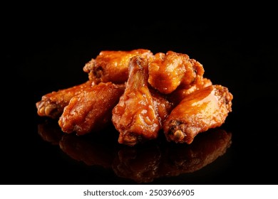 A Pile of Crispy Chicken Wings with Sauce