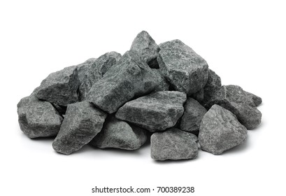 Pile Of Crushed Granite Rock Isolated On White