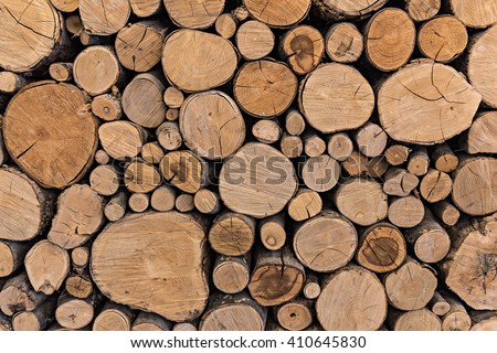 Pile of cut timber background