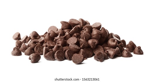 Pile Of Delicious Chocolate Chips Isolated On White