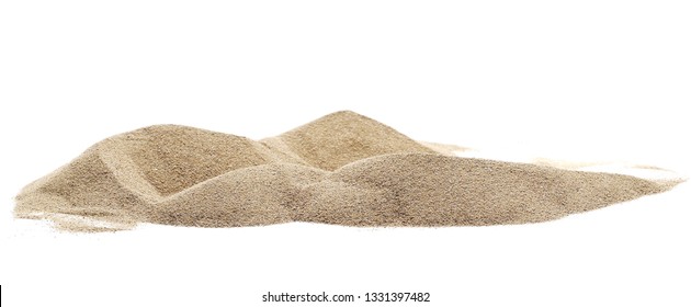 Pile Desert Sand Dune Isolated On White Background, Clipping Path