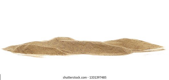 Pile Desert Sand Dune Isolated On White Background, Clipping Path