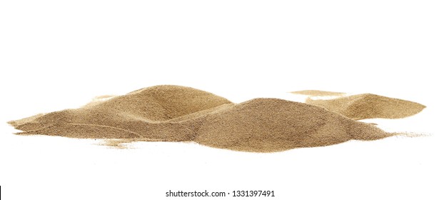 Pile Desert Sand Dune Isolated On White Background, Clipping Path