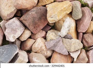 Pile of different stones. Close-up.                               