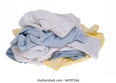 Pile Of Dirty Clothes For The Laundry - Isolated On White