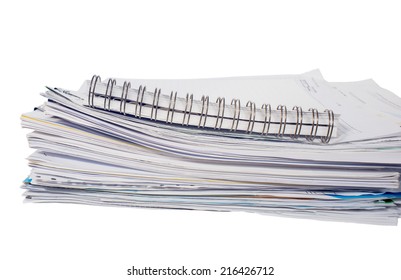 Pile of documents stack up isolated on white