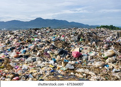 Pile Of Domestic Garbage In Landfill Dump Site.