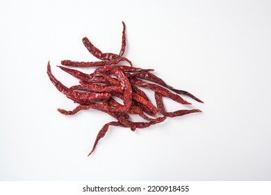 A Pile Of Dried Chili Isolated On White Background