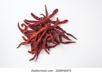 A Pile Of Dried Chili Isolated On White Background