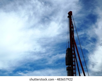 Pile driver work on construction