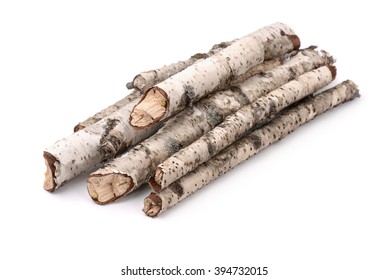 Pile Of Dry Birch Twigs Isolated On White