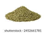 pile of dry yerba mate tea isolated on white background. heap of dry yerba mate tea isolated. yerba mate leaves