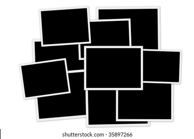 Pile Of Empty Photo Frames On White Background