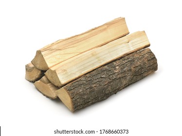 Pile of firewood isolated on white