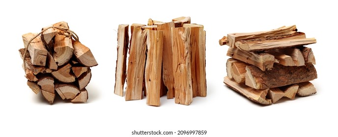 Pile of firewood isolated on a white background - Powered by Shutterstock