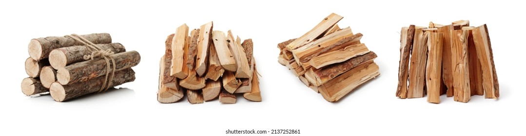 Pile of firewood isolated on a white background - Powered by Shutterstock