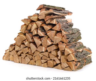 Pile of firewood isolated on a white background. - Shutterstock ID 2161661235