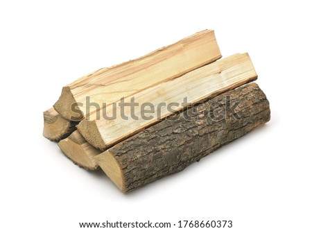 Pile of firewood isolated on white
