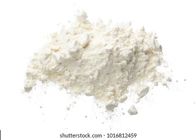 Pile of flour isolated on white background. Top view. Flat lay - Shutterstock ID 1016812459