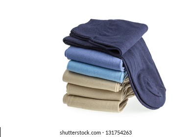 Pile Of Folded Socks Over White Background