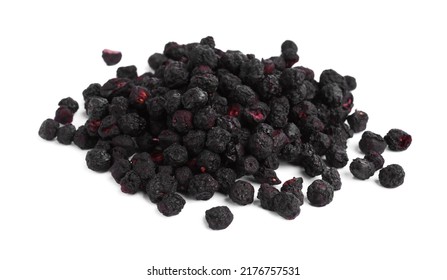 Pile Of Freeze Dried Blueberries On White Background