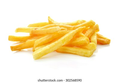A Pile Of French Fries Isolated On White
