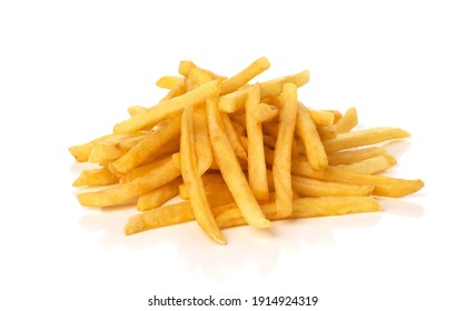 pile of french fries on a white background