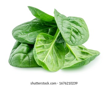 Pile of fresh green baby spinach leaves isolated  on white background. Close up - Shutterstock ID 1676210239