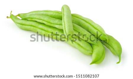 Pile of fresh green beans (haricot) isolated on white background