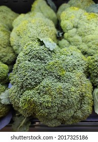 A Pile Of Fresh Green Broccoli Crowns