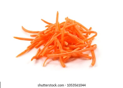 Pile Of Fresh Organic Shredded Carrots - Isolated