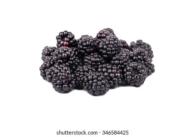 Pile Of Fresh And Ripe Blackberry Isolated On A White Background