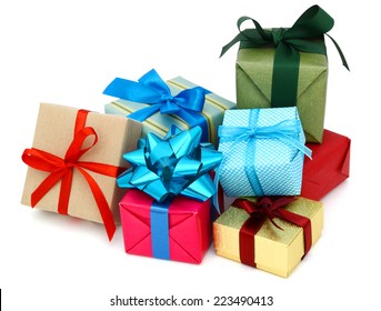 A pile of gift boxes, holiday presents 