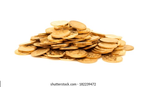 A Pile Of Gold Coins Isolated