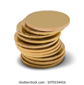 Pile Of Gold Coins Isolated On A White Background.