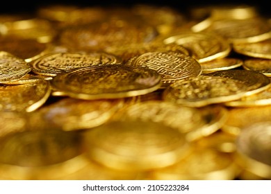 Pile Of Gold Coins. Money Stack For Business Planning Investment And Saving Future Concept. 
Gold Treasure