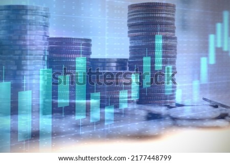 Pile of gold coins money stack in finance treasury deposit bank account saving . Concept of corporate business economy and financial growth by investment in valuable asset to gain cash revenue