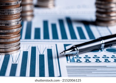 Pile Of Gold Coins Stack In Finance Treasury Deposit Bank Account For Saving . Concept Of Corporate Business Economy And Financial Growth By Investment In Valuable Asset To Gain Cash Revenue Profit .