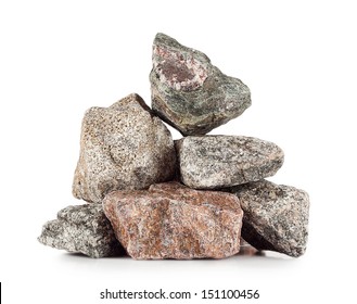 Pile Of Granite Stones Isolated On White Background