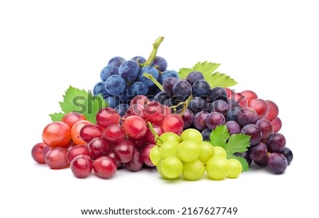 Pile of grapes varieties isolated on white background.