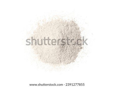 Pile of gray powder isolated on white background, top view, flat lay.