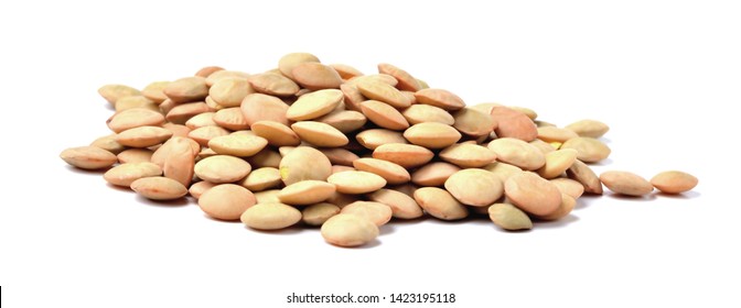 Pile Of Green Lentils Isolated On White Background