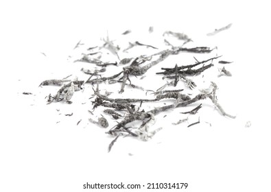 Pile Of Grey Eraser Crumbs On White Background