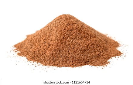 Pile Of Ground Cinnamon Isolated On White