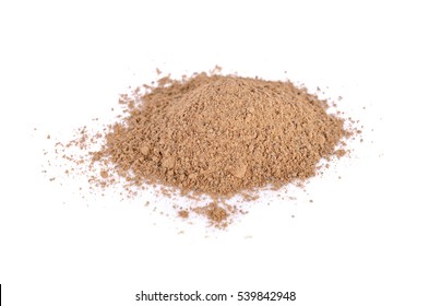 Pile Of Ground Nutmeg Powder On White Background