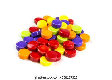 Pile Of Hard Sour Candy Isolated On A White Background