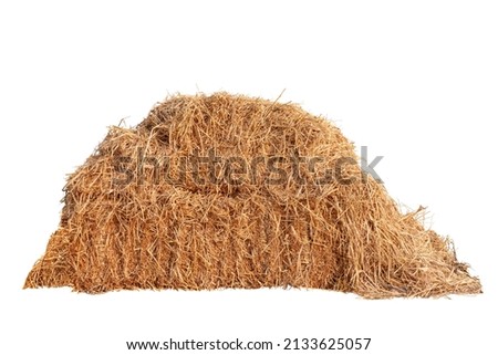 A pile of hay isolated on white background.
