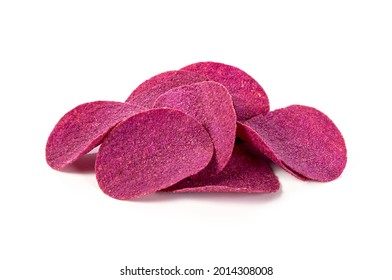 Pile Of Healthy Sweet Potato Chips Isolated On A White Background