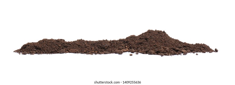 Pile of humus soil isolated on white